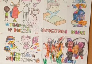 Plakat grupy żółtej ilustrujący prawa dziecka.