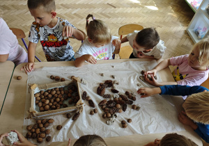 Dzieci określają ciężar i twardość poszczególnych przedmiotów.
