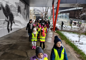 Grupa czerwona spaceruje po zoo.