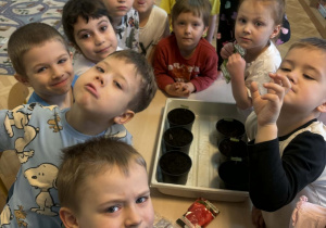 Dzieci przy wiosennych wysiewach