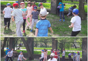 Dzieci z grupy II podczas zabawy w ogrodzie