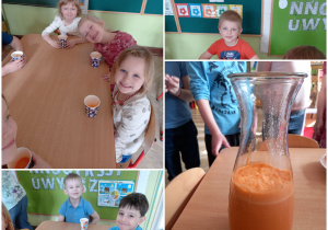Dzieci z gr. II wykonują sok owocowo - warzywny
